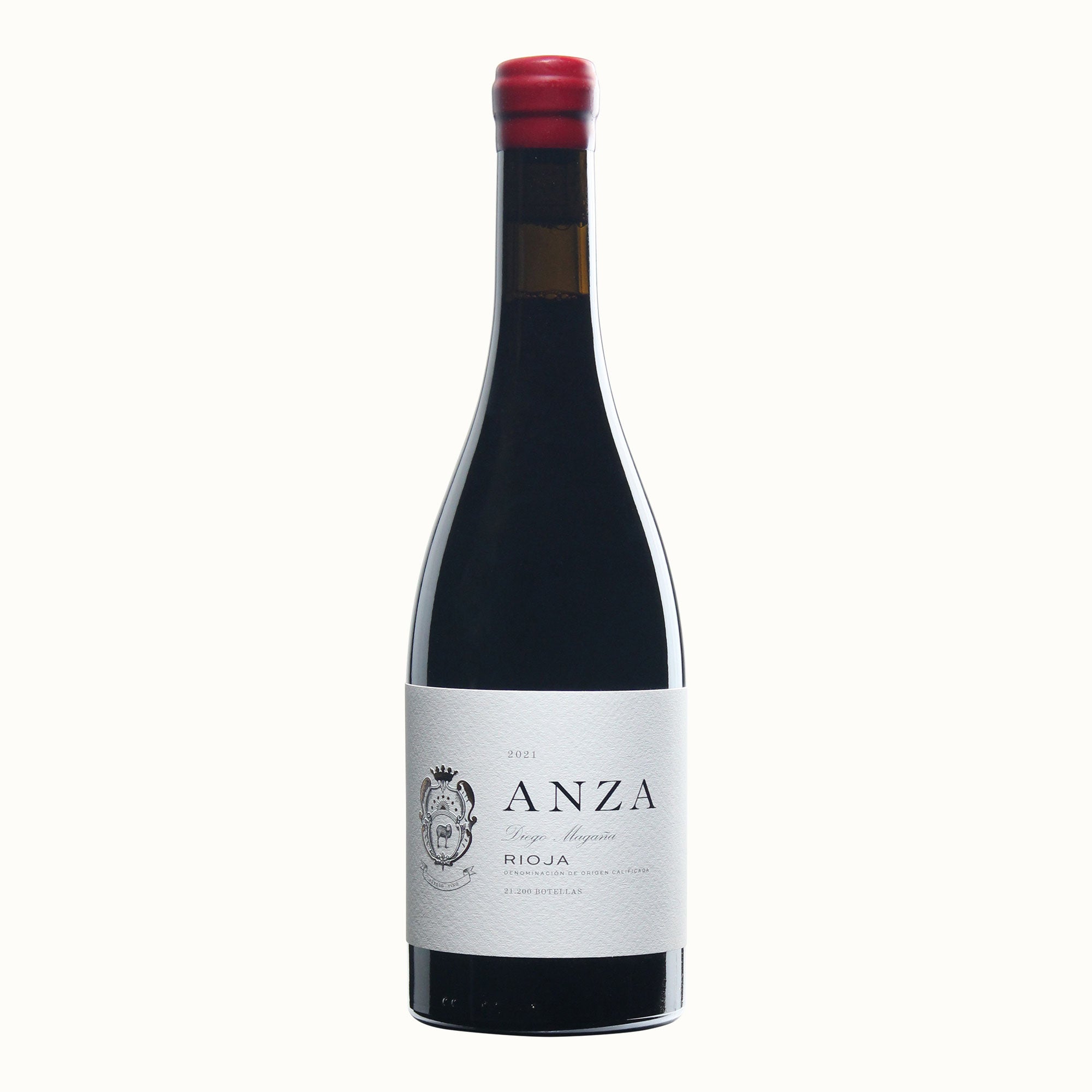 Anza Rioja wine bottle with 'Anza' label on a white background