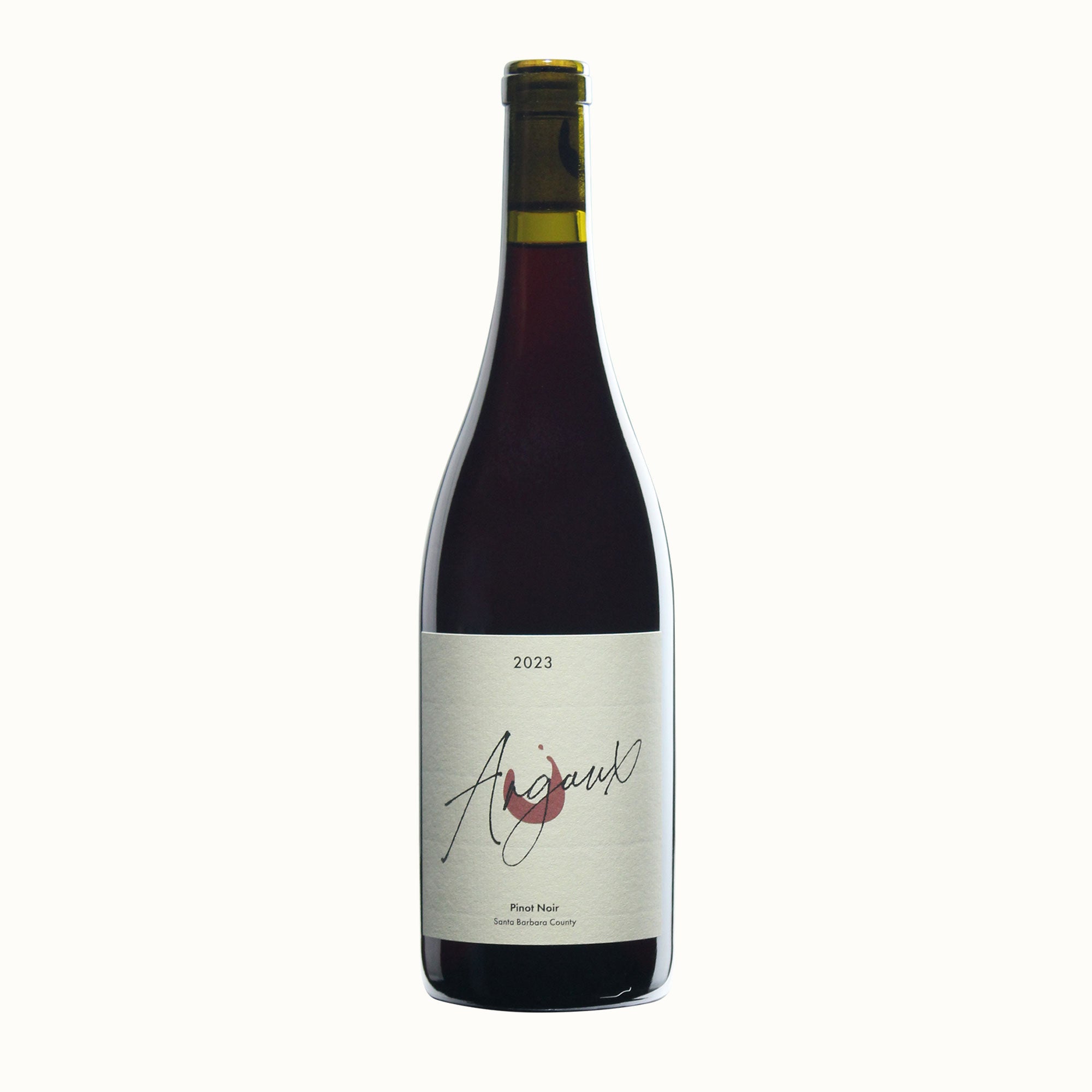 Argaux Pinot Noir Santa Barbara wine bottle with a label on a white background