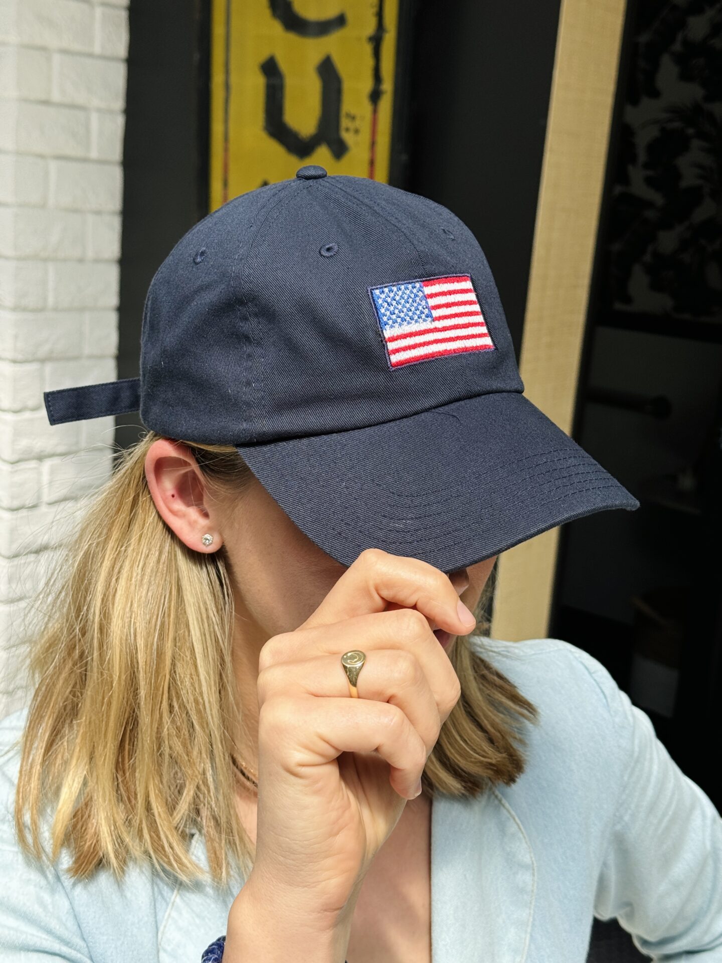 2024 Argaux Summer Hat with USA Flag - Navy Blue