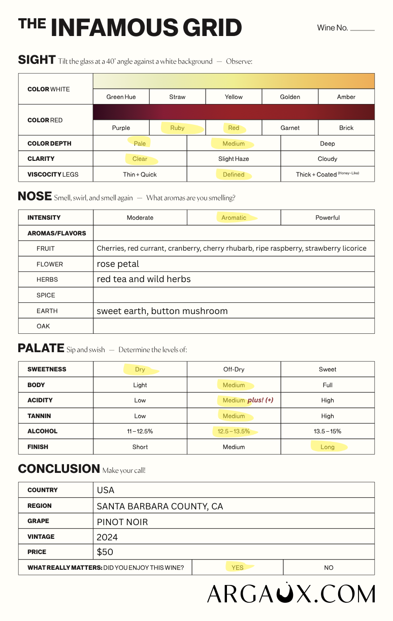 2024 Argaux Santa Barbara County Pinot Noir - Image 2